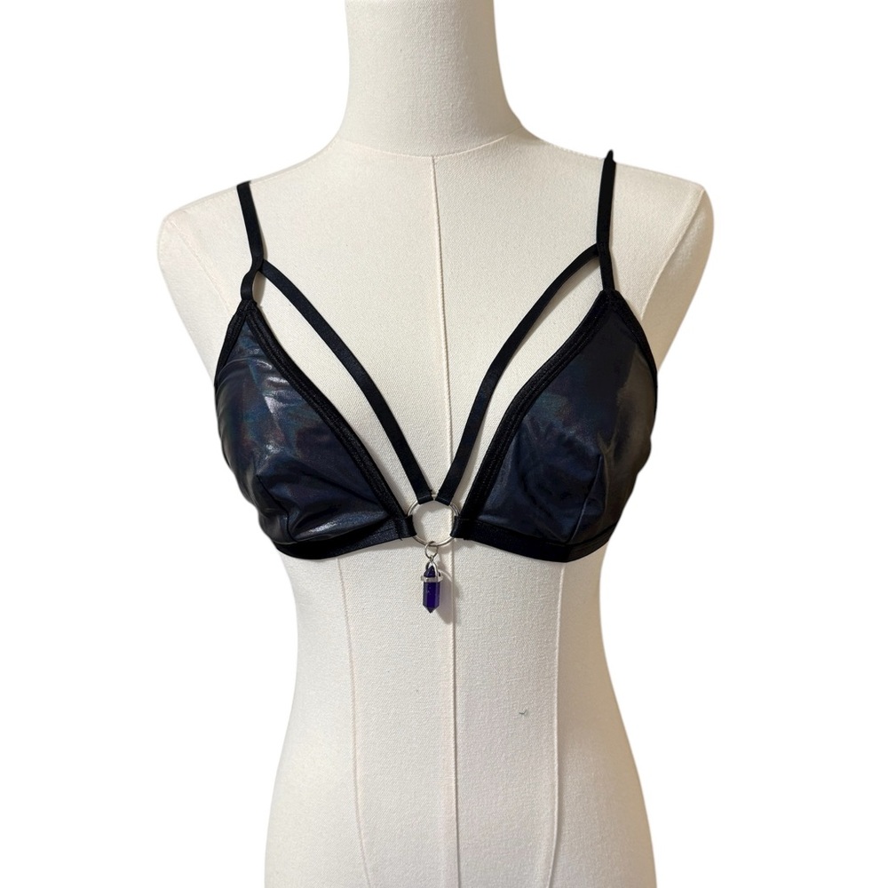 Hot Topic‎ Bralette With Ring and Faux Crystal SZ SM